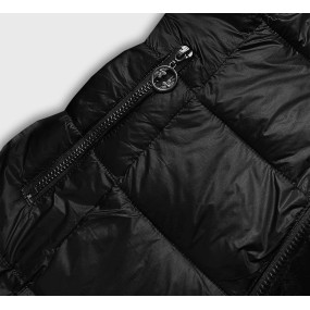 Čierna obojstranná dámska bunda-kožušinka (B8052-1)