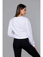 Tenká krátká bílá dámská tepláková mikina model 18378923 - J.STYLE Tenká krátká bílá dámská tepláková mikina model 18378923 - J.STYLE