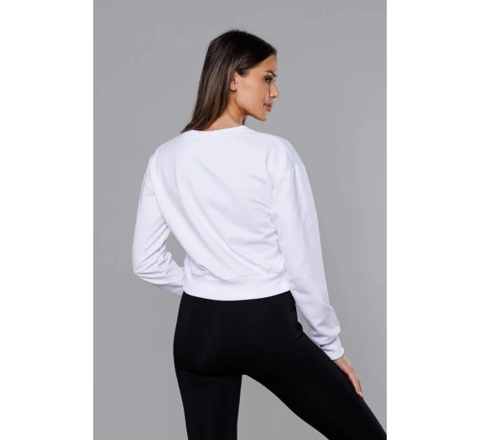 Dámska tenká krátka mikina biela (8B938-1)