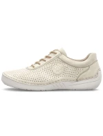 Dámske perforované béžové kožené poltopánky Rieker 52546-60