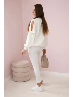 Súprava mikiny s mašľou na rukávoch a legínsov ecru Súprava mikiny s mašľou na rukávoch a legínsov ecru