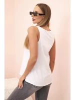 Dámská bavlněná halenka na ramínkách s květinovým potiskem bílá