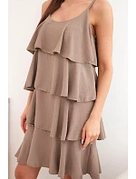 Dámske šaty bez ramienok s volánikmi mini fango