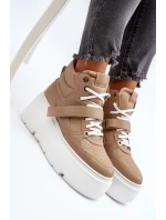 Zazoo 3450 Skórzane Sneakersy Damskie Beżowe