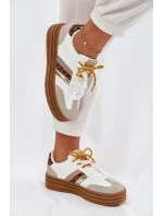 Dámské Tenisky Na Platformě S Šněrováním Leopardí Bílé model 21696191 - Boto