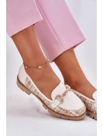 Dámské Kožené Mokasíny Se Zlatým Světle Béžové model 21697365 - Laura Messi