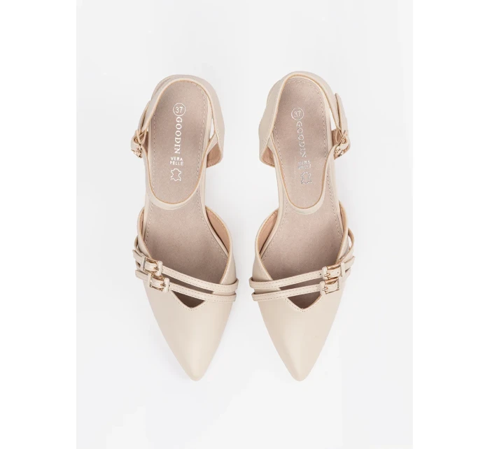 Pěkné dámské Jasnobeżowy  lodičky na jehlovém podpatku