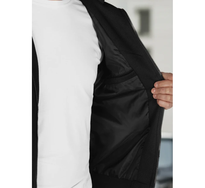 Pánska prechodná bunda s kapucňou čierna FashionStreet TX5016