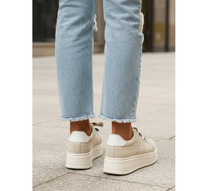 Dámske tenisky na platforme light beige FashionStreet ZY1420