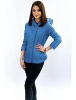 Svetlo modrá bunda s asymetrickým zipsom (DL015)