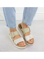 Dámske sandále na podpätku béžové Rieker 69260-60