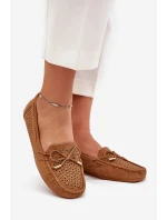 Mokasyny Damskie Z Ażurowym Wzorem I Wiązaniem Camel Mirisa