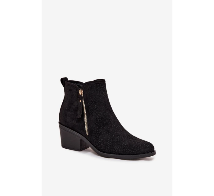 Dámské kovbojky na podpatku model 21713530 Černé - S.Barski Dámské kovbojky na podpatku model 21713530 Černé - S.Barski