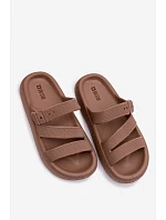 Pěnové dámské pantofle s pásky a sponou Big Star model 22100713 hnědé - Big Star Shoes