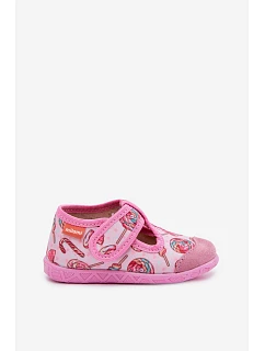 Dětské pantofle na suchý zip Růžové model 22101122 - Milami