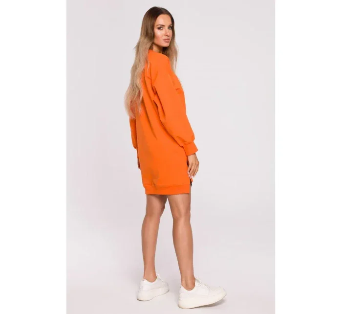 M676 Svetrová tunika so zipsami - oranžová