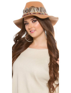 Trendy Fedora hat with deco feathers and elements