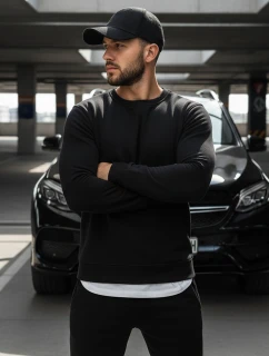 Pánská mikina bez kapuce černá model 21961988 - FashionStreet