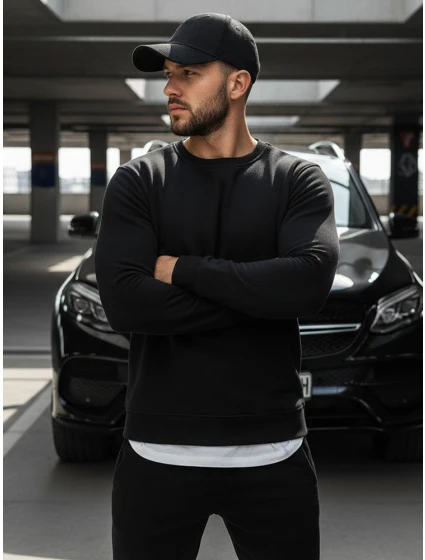 Pánská mikina bez kapuce černá model 21961988 - FashionStreet Pánská mikina bez kapuce černá model 21961988 - FashionStreet