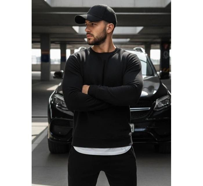 Pánská mikina bez kapuce černá model 21961988 - FashionStreet Pánská mikina bez kapuce černá model 21961988 - FashionStreet