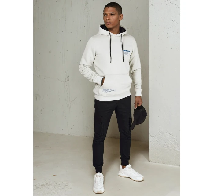 Pánská mikina s kapucí světle šedá model 21976042 - Dstreet