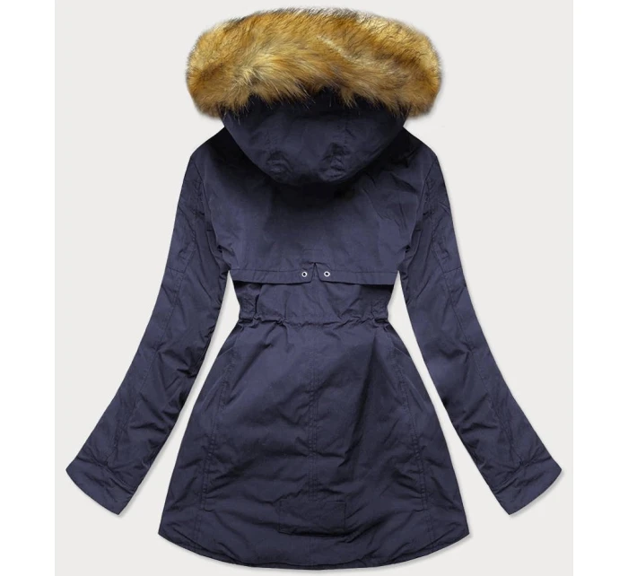 Tmavomodro-šedá obojstranná dámska zimná bunda s kapucňou (w213) Tmavomodro-šedá obojstranná dámska zimná bunda s kapucňou (w213)