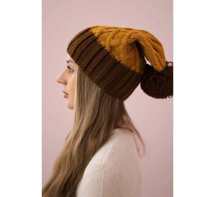 Milano fleecová čiapka K203 mustard melange+brown Milano fleecová čiapka K203 mustard melange+brown