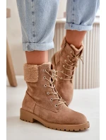 Damskie Ocieplane Botki Workery Na Zamek Brązowe Mivael