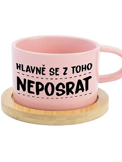 DON'T GET AWAY - ružový hrnček s makrónkou 200 ml