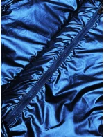 Svetlomodrá krátka dámska zimná bunda s obličkou (omdl-018)