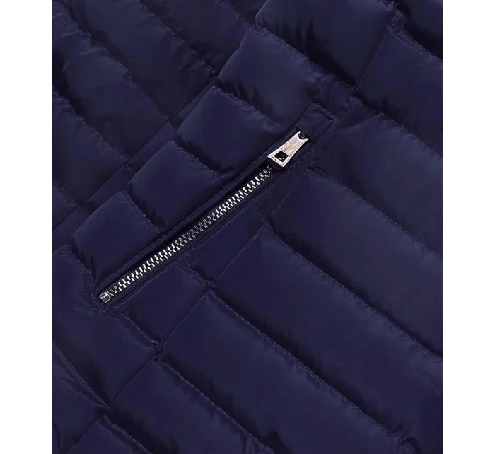 Modrá prešívaná dámska bunda na prechodné obdobie (23063-6)