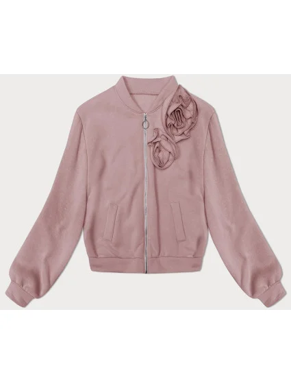 Ružová pletená mikina s ružami (16023)