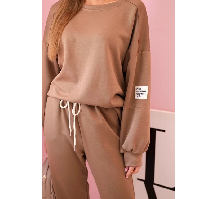 Súprava tepláky + nohavice maslová látka ťava