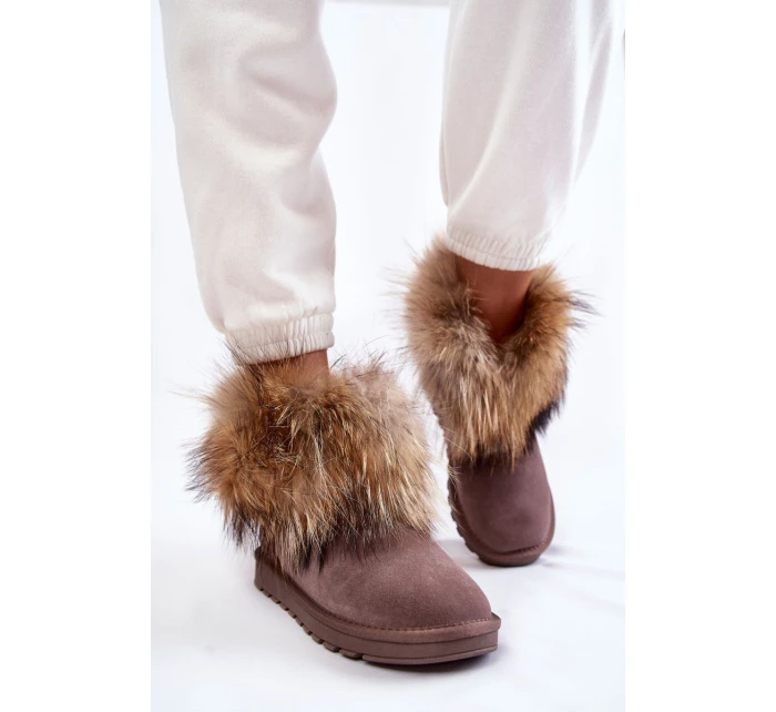 Damskie Zamszowe Śniegowce Z Futerkiem Szare Alexa Damskie Zamszowe Śniegowce Z Futerkiem Szare Alexa