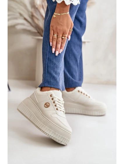 Sneakersy Sportovní Boty Dámské Zateplené Na Masivní Podešvi Béžové model 21668420 - Boto Sneakersy Sportovní Boty Dámské Zateplené Na Masivní Podešvi Béžové model 21668420 - Boto