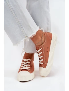 Materiałowe Trampki Damskie Na Platformie Big Star RR274778 Pomarańczowe