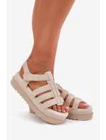 Dámské Sandály Na Platformě Eko Semišové Béžové model 21696093 - Boto Dámské Sandály Na Platformě Eko Semišové Béžové model 21696093 - Boto