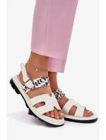 Dámské Kožené Sandály Na Plochém Podpatku Leopard model 21697799 Béžové - VINCEZA