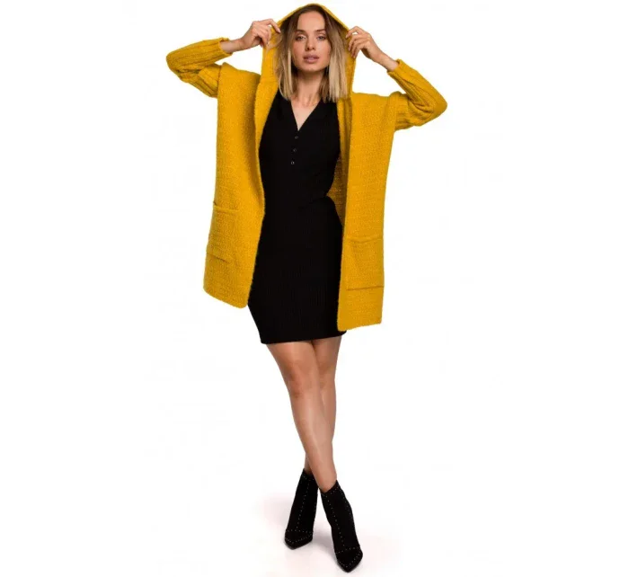 M556 Pletený sveter s kapucňou - vresová farba