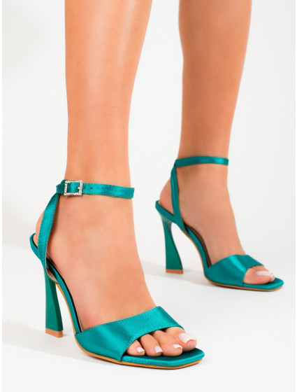 Pohodlné sandále zelené dámske na ihličkovom podpätku