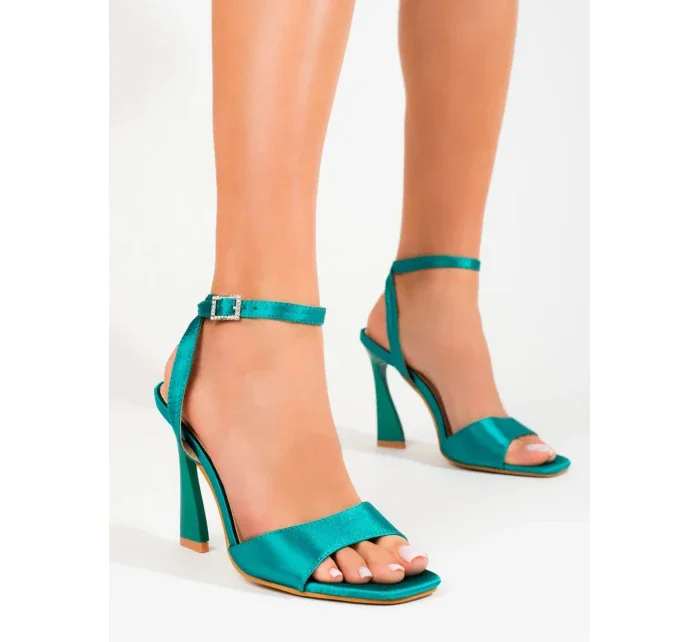 Pohodlné sandály zelené dámské na jehlovém podpatku Pohodlné sandály zelené dámské na jehlovém podpatku