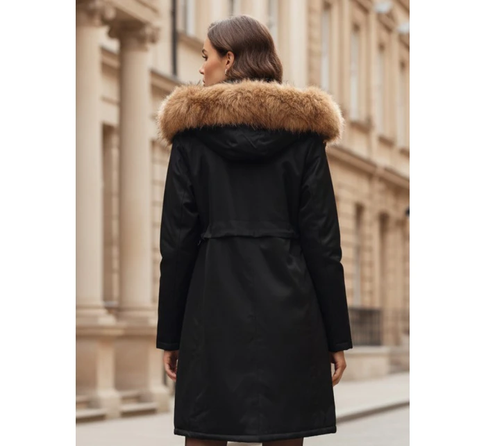 Dámska zimná bunda parka s kožušinou čierna FashionStreet TY5110