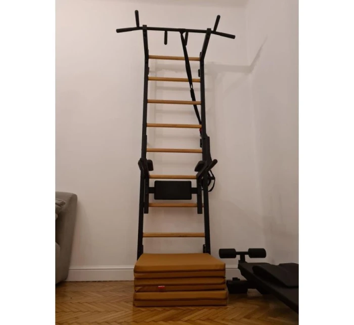 SKLADACÍ GYMNASTICKÝ MATRAC HNEDÝ 180CM LAVIČKA