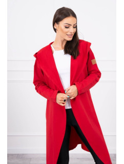 Dlhý kabát s kapucňou červený