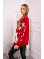 Vianočný sveter so snehuliakom červený