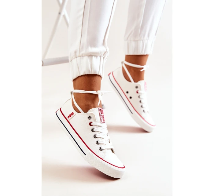 Damskie Materiałowe Trampki BIG STAR JJ274123 Białe Damskie Materiałowe Trampki BIG STAR JJ274123 Białe