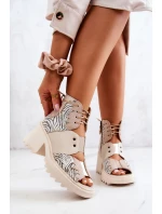 Kožené kozačky model 21576430 Béžová - Maciejka