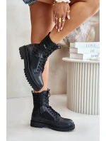 Skórzane Trapery Botki Męskie Ocieplane Big Star OO174164 Czarne Skórzane Trapery Botki Męskie Ocieplane Big Star OO174164 Czarne