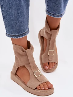 Dámské sandály s vysokým svrškem tmavě béžové model 21943374 - Boto