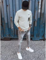 Pánska béžová mikina s potlačou FashionStreet BX5373